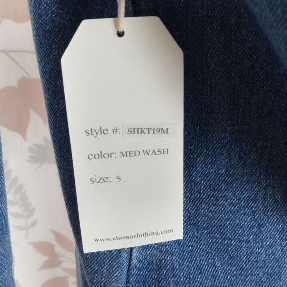 Cavalini denim collection button down shirt size Small - Picture 8 of 10